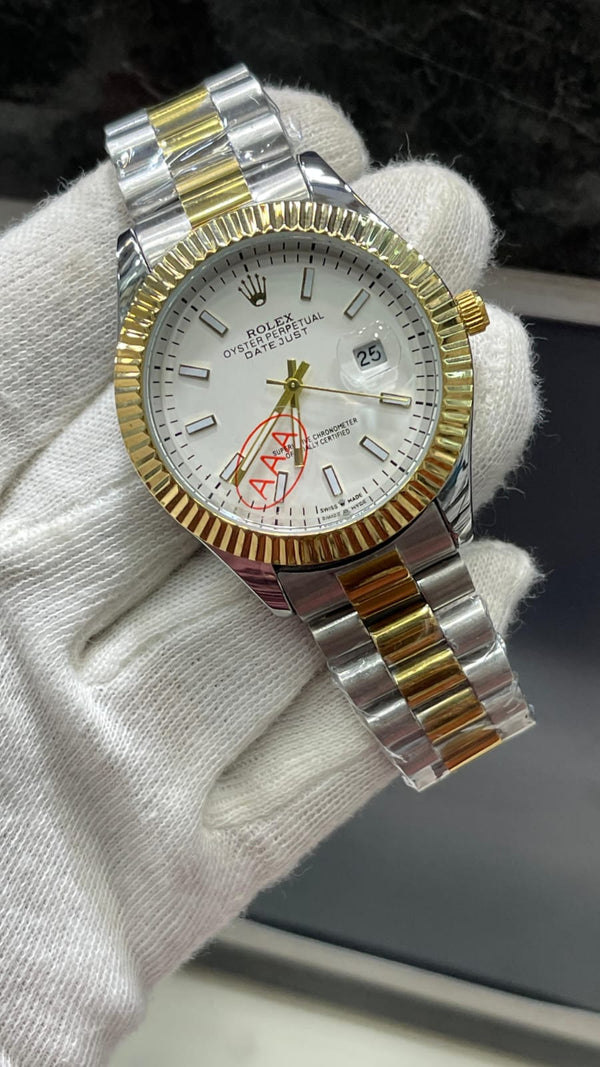 RLX OYESTER DATE – SILVER GOLDEN & WHITE