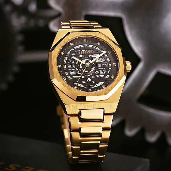 BESTWIN Men’s Quartz Watch – Stainless Steel Strap