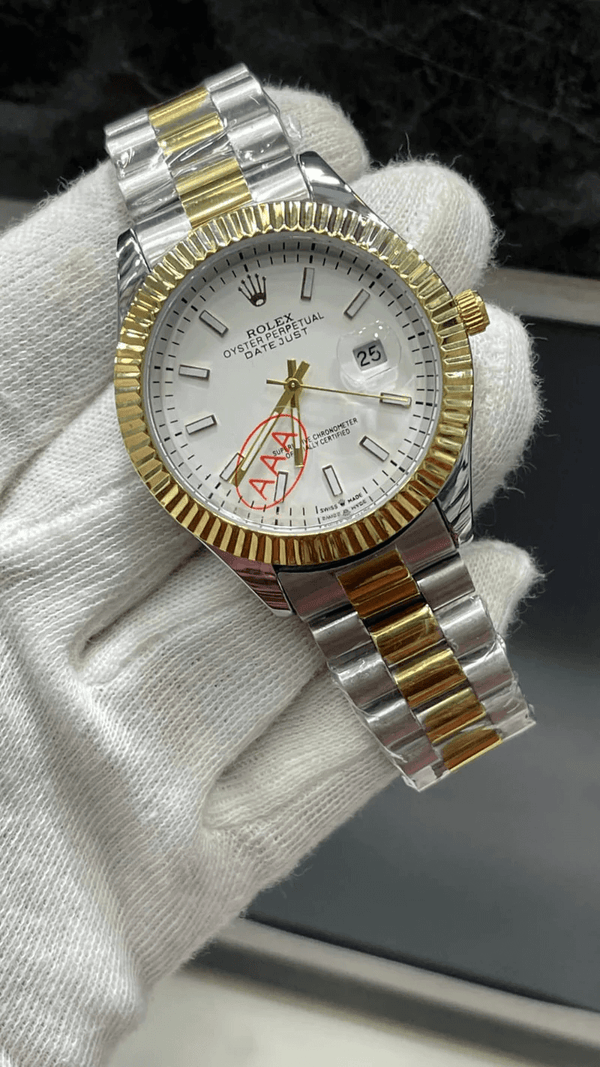 RLX OYESTER DATE – SILVER GOLDEN & WHITE