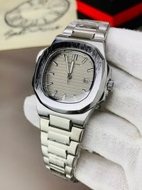 Luxury Silver Grey Nautilus Style Watch – Premium Quality